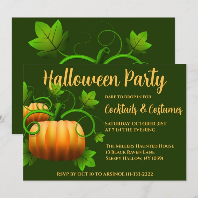 Invitación a la fiesta de Halloween del parche de  (Anverso / Reverso)