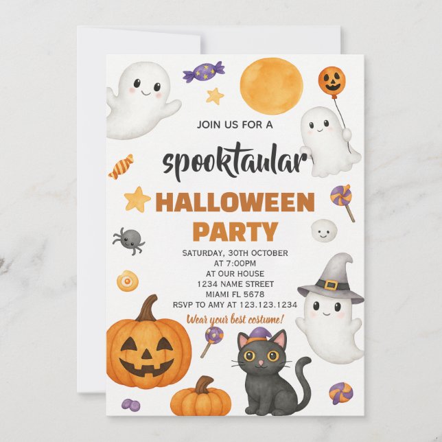 Invitación a la fiesta de Halloween del parche de  (Anverso)