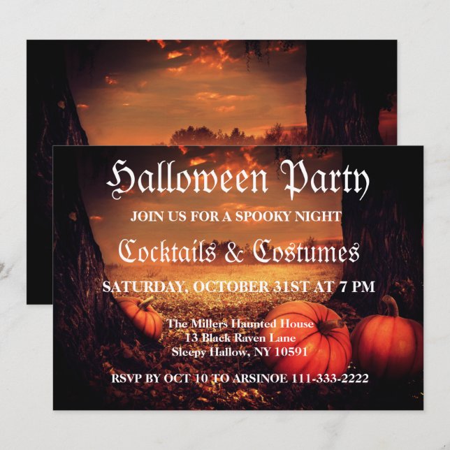Invitación a la fiesta de Halloween del parche de  (Anverso / Reverso)