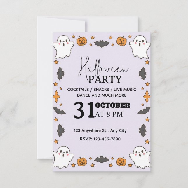 Invitación a la fiesta de Halloween del Pastel Cut (Anverso)