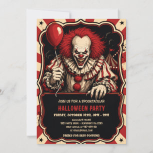 Invitación a la fiesta de Halloween del payaso de