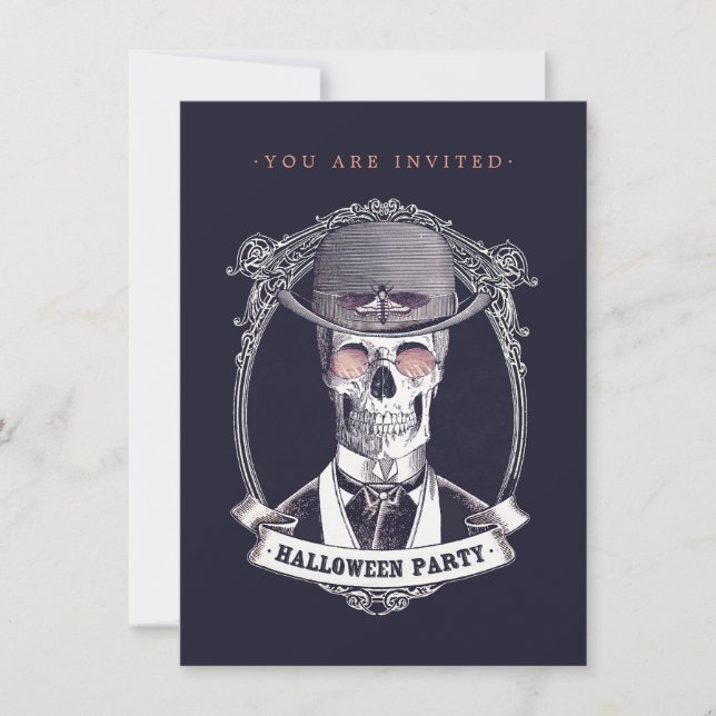 Invitación a la fiesta de Halloween del Skeleton d (Anverso)
