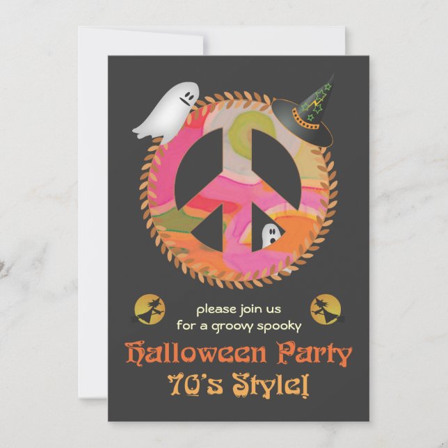 Invitación a la fiesta de Halloween del tema 70 (Anverso)