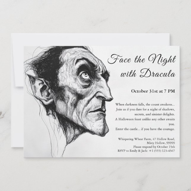 Invitación a la fiesta de Halloween del vampiro Dr (Anverso)