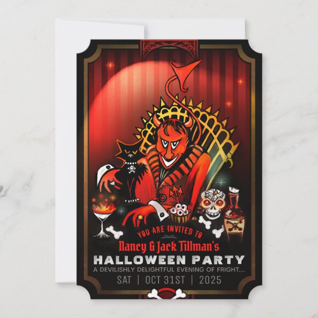 Invitación a la fiesta de Halloween Devil's Deligh (Anverso)
