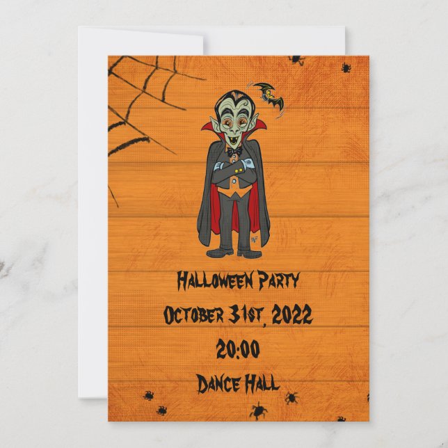 Invitación a la fiesta de Halloween Drácula (Anverso)