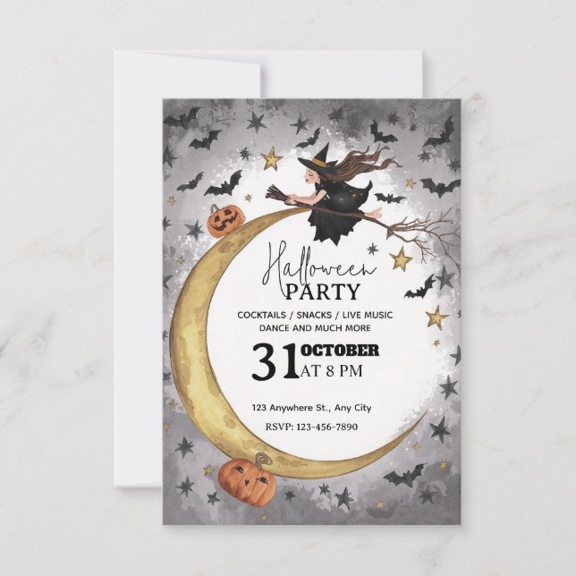 Invitación a la fiesta de Halloween - Editable (Anverso)