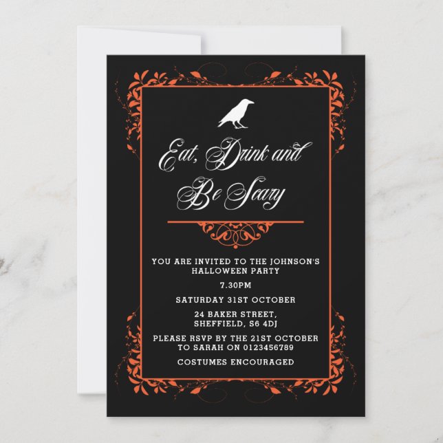 Invitación a la fiesta de Halloween - elegante inv (Anverso)