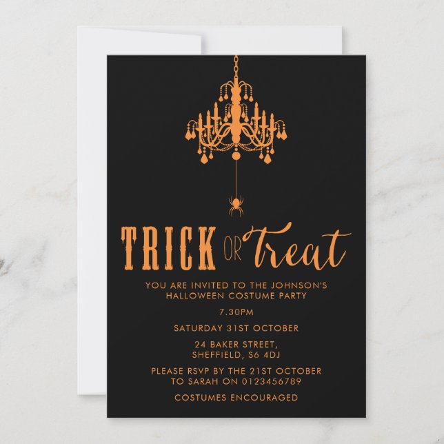 Invitación a la fiesta de Halloween - elegante inv (Anverso)