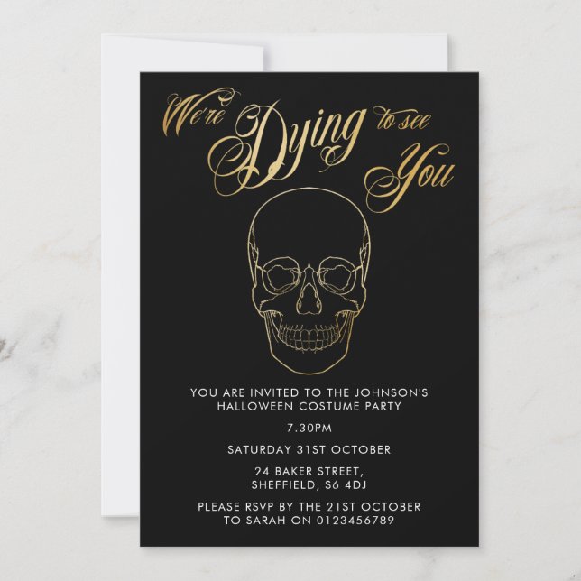 Invitación a la fiesta de Halloween - elegante inv (Anverso)