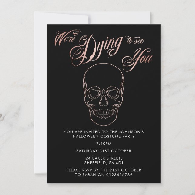 Invitación a la fiesta de Halloween - elegante inv (Anverso)