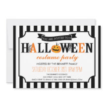 Invitación a la fiesta de Halloween en blanco y ne