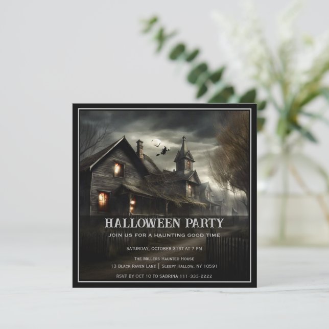 Invitación a la fiesta de Halloween en casa de fan (Anverso de pie)
