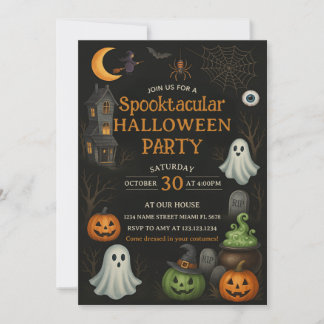 Invitación a la fiesta de halloween en disfraces d