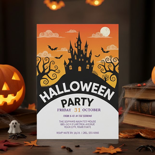 Invitación a la fiesta de Halloween en el castillo (Subido por el creador)