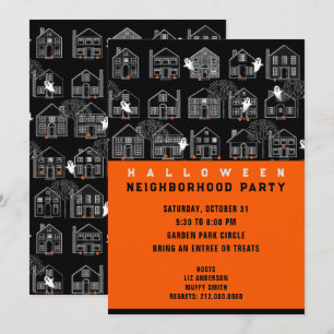 Invitación a la fiesta de Halloween en el vecindar