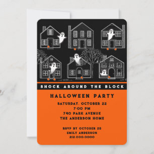 Invitación a la fiesta de Halloween en el vecindar