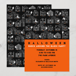 Invitación a la fiesta de Halloween en el vecindar