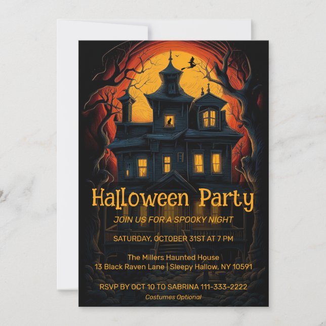 Invitación a la fiesta de Halloween en la casa de  (Anverso)
