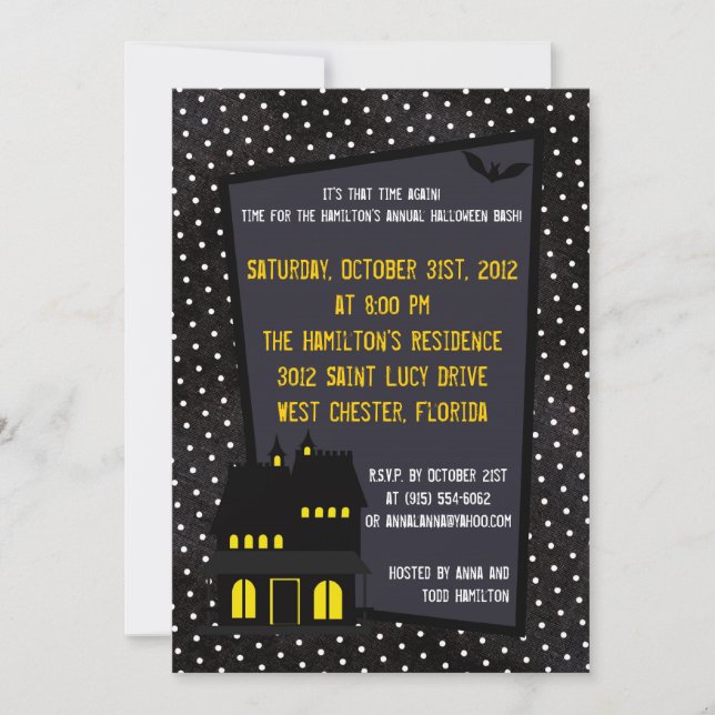 Invitación a la fiesta de Halloween en la casa de  (Anverso)