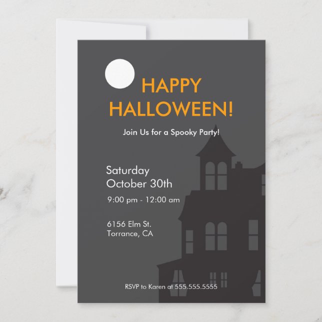 Invitación a la fiesta de Halloween en la casa emb (Anverso)
