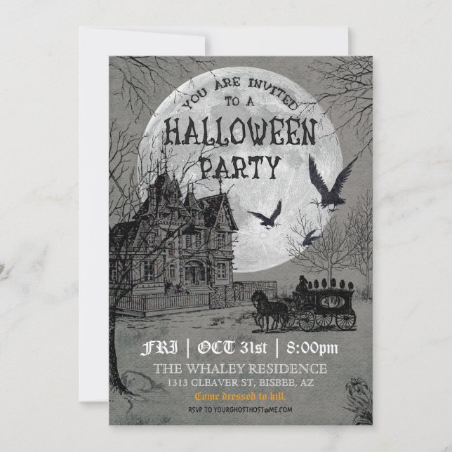 Invitación a la fiesta de Halloween en la casa emb (Anverso)