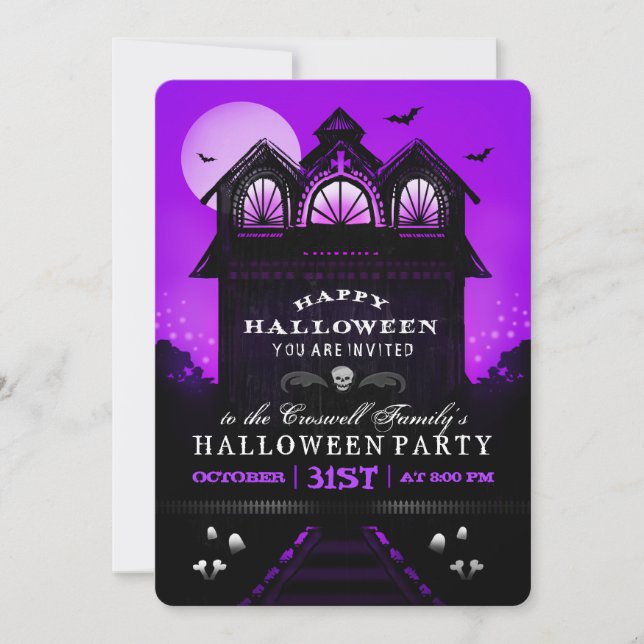 Invitación a la fiesta de Halloween en la casa neg (Anverso)