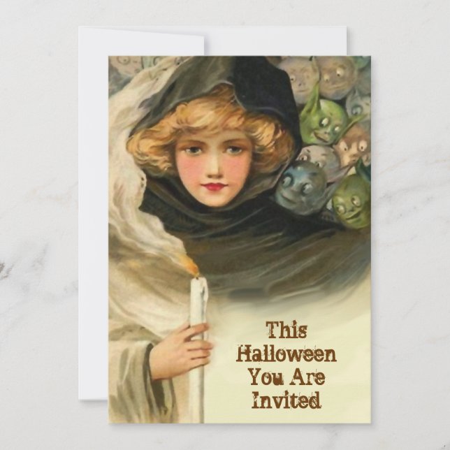 Invitación a la fiesta de Halloween en la época de (Anverso)