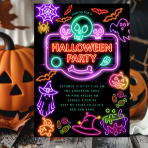 Invitación a la fiesta de Halloween en Neon