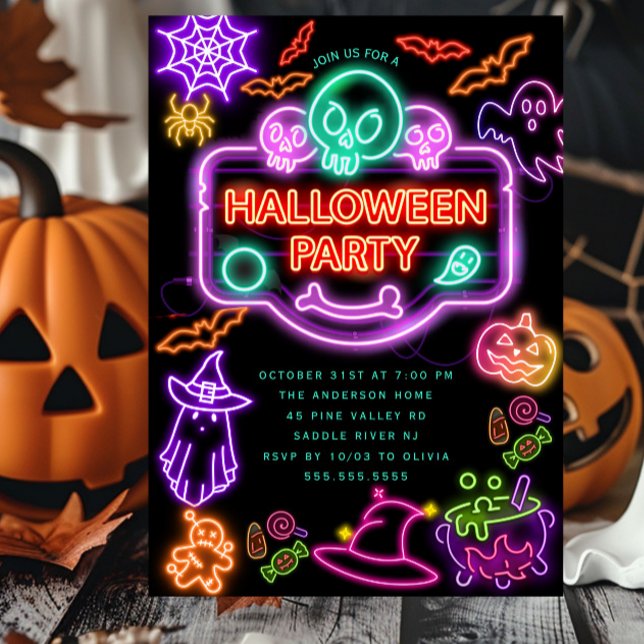 Invitación a la fiesta de Halloween en Neon (Subido por el creador)