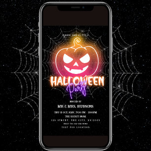 Invitación a la fiesta de Halloween en Neon Pumpki