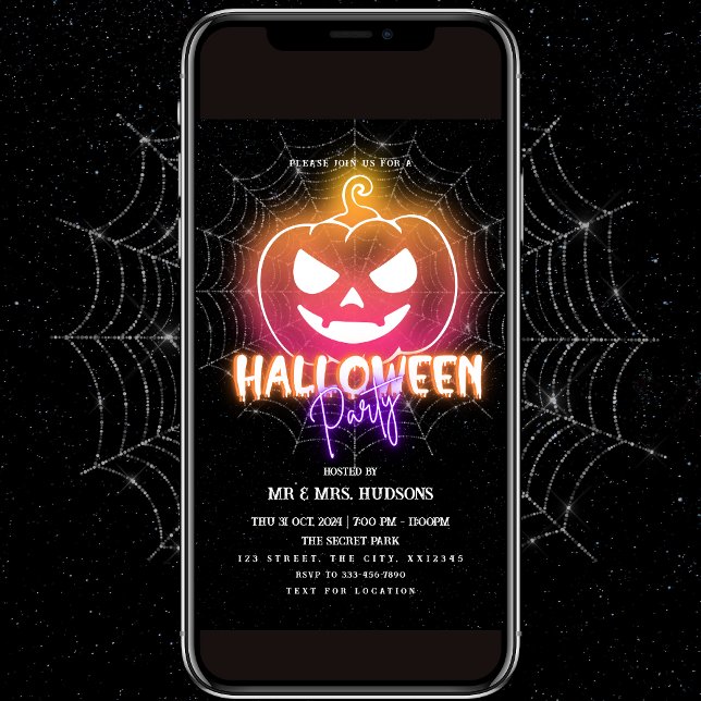 Invitación a la fiesta de Halloween en Neon Pumpki (Subido por el creador)