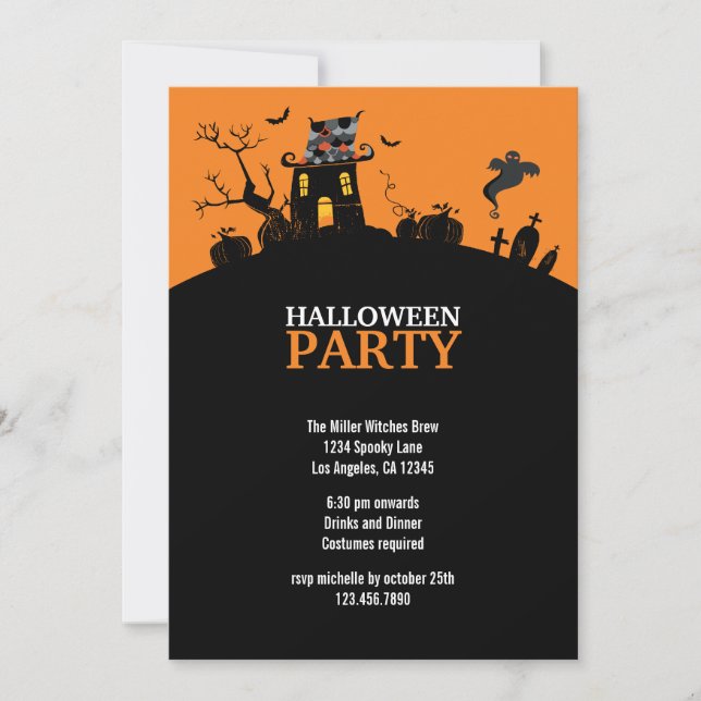 Invitación a la fiesta de Halloween en Spook Hill (Anverso)