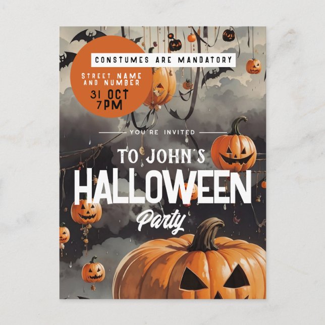 Invitación a la fiesta de Halloween en Spooky Cast (Anverso)