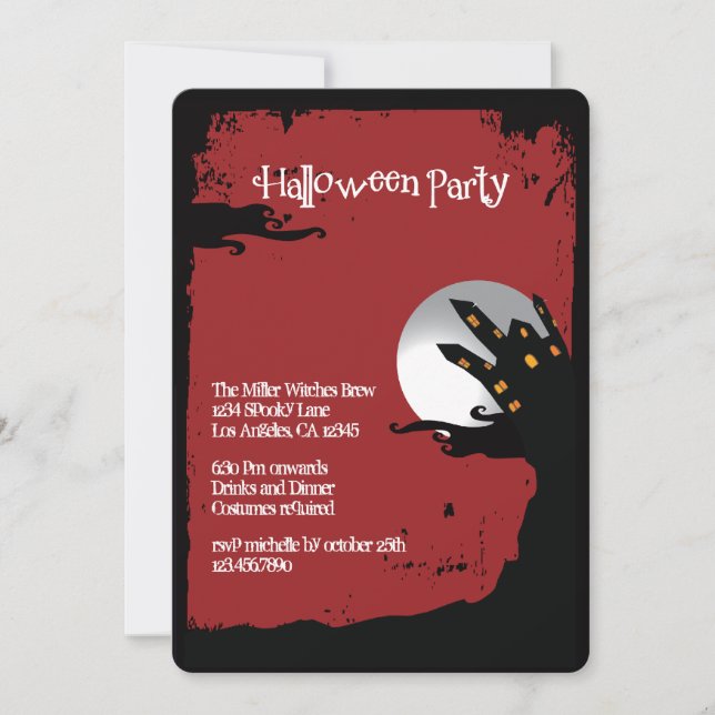 Invitación a la fiesta de Halloween en Spooky Hill (Anverso)