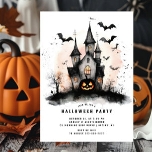 Invitación a la Fiesta de Halloween en una Casa Em