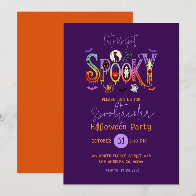 Invitación a la Fiesta de Halloween Espeluznante (Anverso / Reverso)
