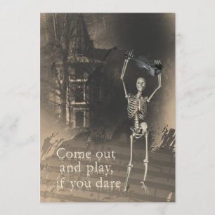 Invitación a la fiesta de Halloween, esqueleto con