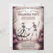 Invitación a la fiesta de Halloween - Esqueletos b