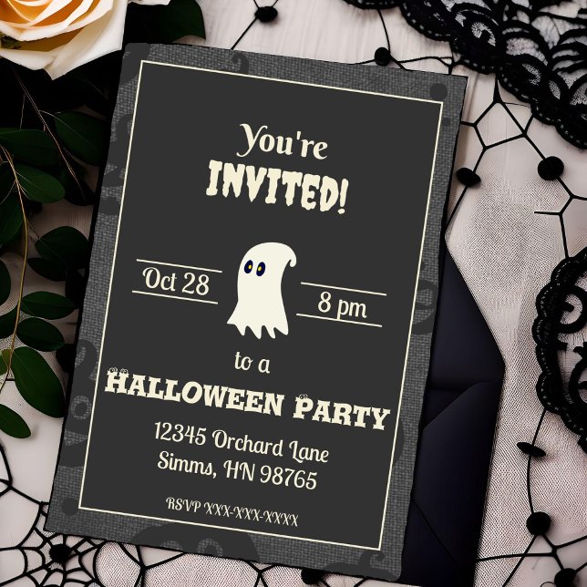 Invitación a la fiesta de Halloween fantasma en bl (Subido por el creador)