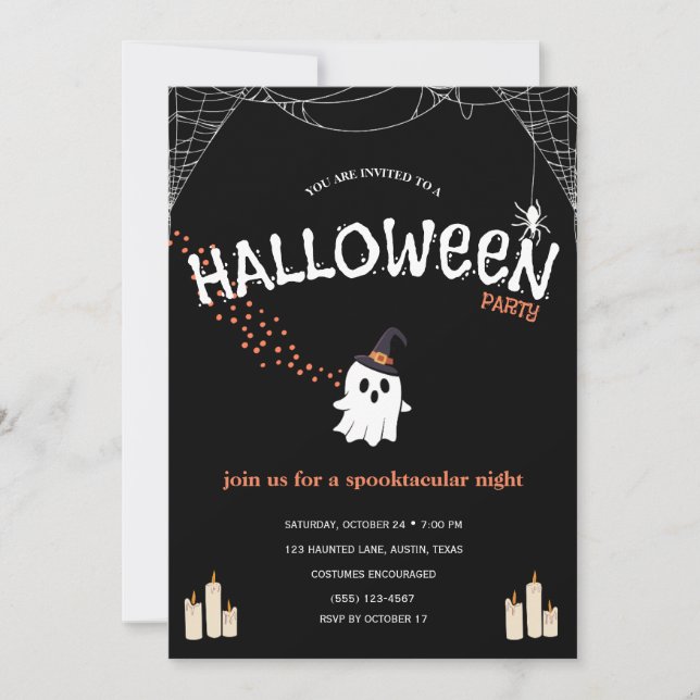 Invitación a la Fiesta de Halloween | Fantasma Esp (Anverso)