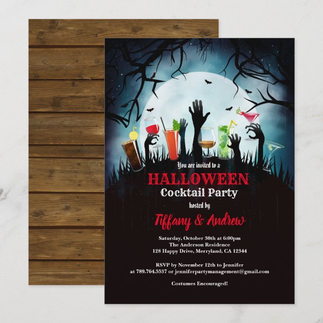 Invitación a la fiesta de Halloween. Fiesta de cóc (Anverso / Reverso)