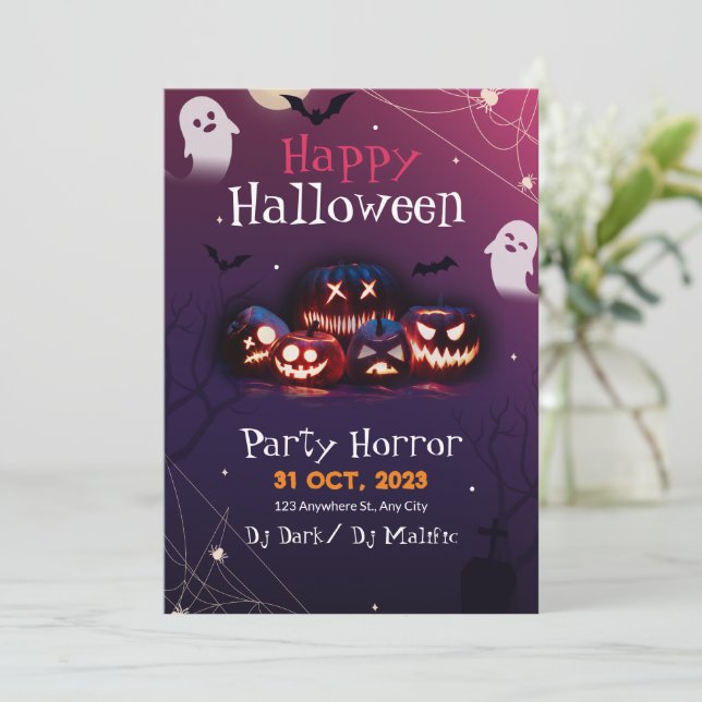 Invitación a la fiesta de Halloween, Fiesta de hor (Anverso de pie)