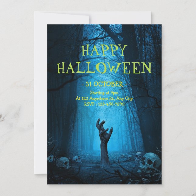 Invitación a la fiesta de Halloween, fiesta de noc (Anverso)