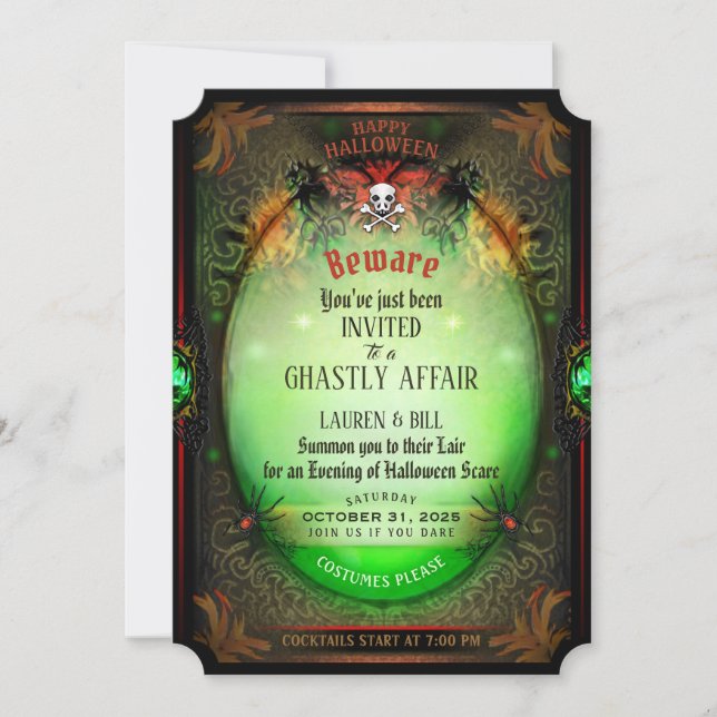 Invitación a la fiesta de Halloween Flair Ghasted  (Anverso)