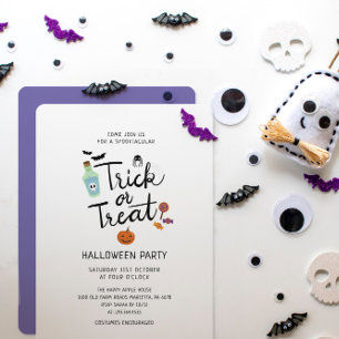 Invitación a la fiesta de Halloween Ghost Black Ca