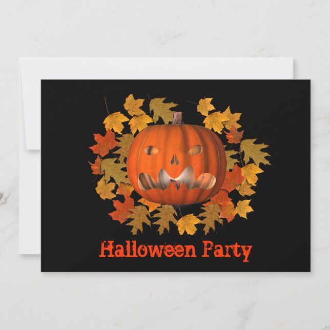 Invitación a la fiesta de Halloween: Hojas de Jack (Anverso)