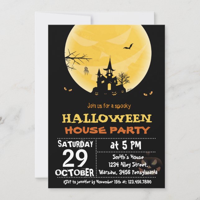Invitación a la fiesta de Halloween House (Anverso)