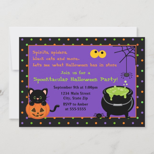 Invitación a la fiesta de Halloween infantil (Anverso)