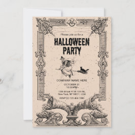 Invitación a la fiesta de Halloween marrón vintage